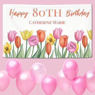 Banderoles Anniversaire Floral 80 ans