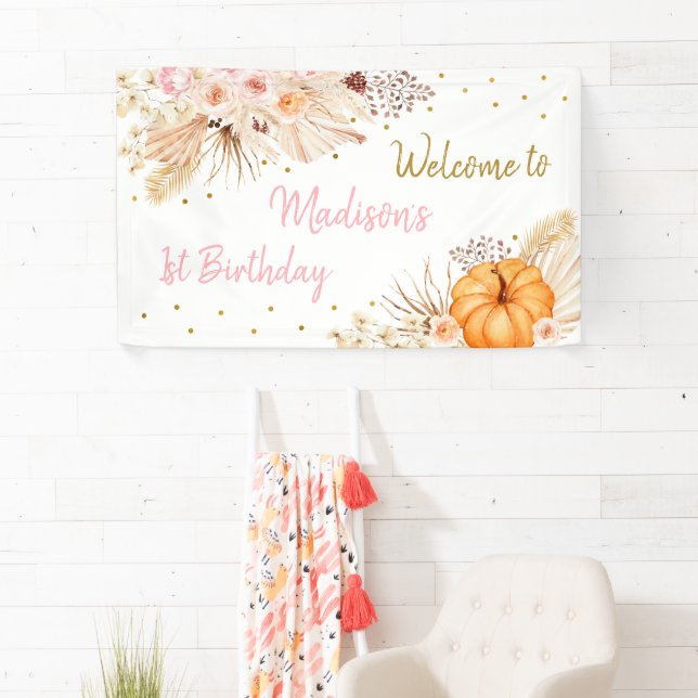 Banderoles Anniversaire floral de Little Citrouille Boho (En situation)