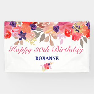 Banderoles Anniversaire floral personnalisé
