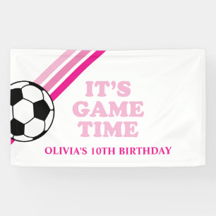 Banderoles Anniversaire Football Rayures Roses Match