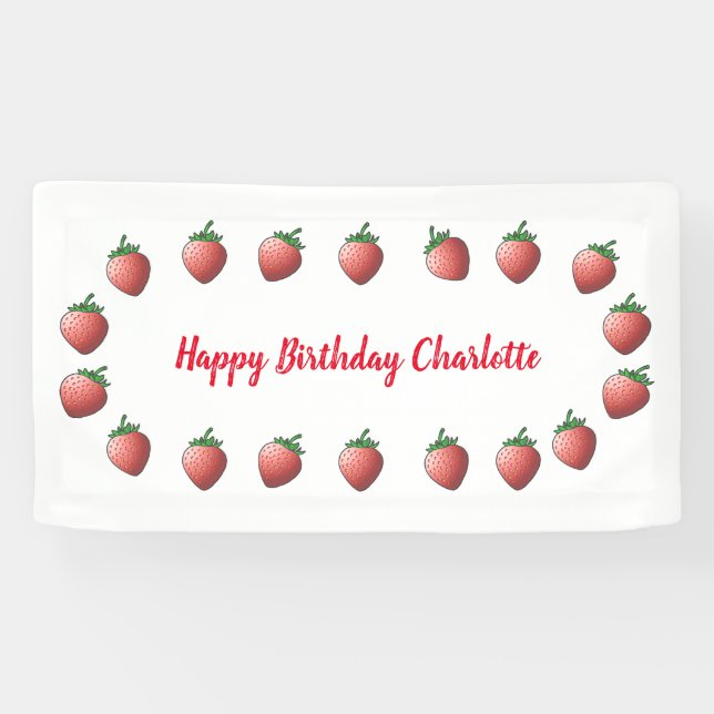 Banderoles Anniversaire fraise (Horizontal)