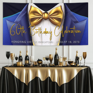 Banderoles Anniversaire Homme Tuxedo Bleu Royal Or