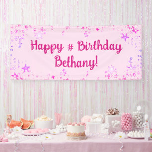 Banderoles Anniversaire Hot Rose Stars Personnalisé