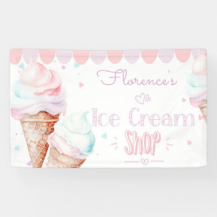 Banderoles Anniversaire Ice crème boutique pastel rose