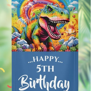 Banderoles Anniversaire Incroyable de Dinosaure Arc-en-ciel