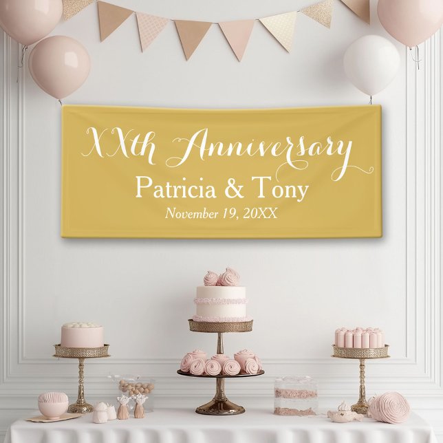 Banderoles Anniversaire mariage Or personnalisé (Anniversary Banner)