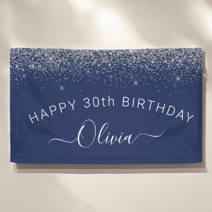 Banderoles Anniversaire Marine Bleu Argent Toute Parties scin