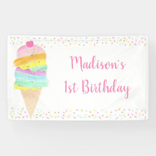 Banderoles Anniversaire mignon de crème glacée d'arc-en-cie