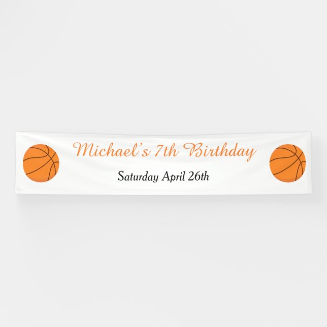 Banderoles Anniversaire Orange Sports Basket (Horizontal)