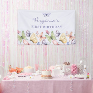 Banderoles Anniversaire Papillon Violet