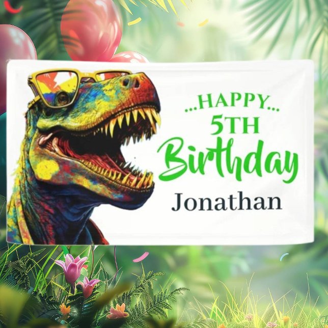 Banderoles Anniversaire passionnant sur le thème Dino (Roar with Joy: T-Rex Dinosaur Birthday Party Signs!)