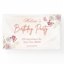 Anniversaire personnalisable aquarelle rose