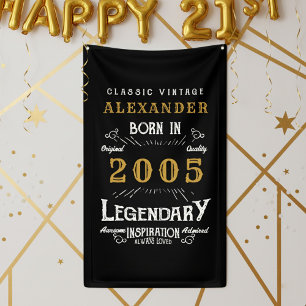 Banderoles Anniversaire personnalisé 21 ans Né en 2005 Soirée