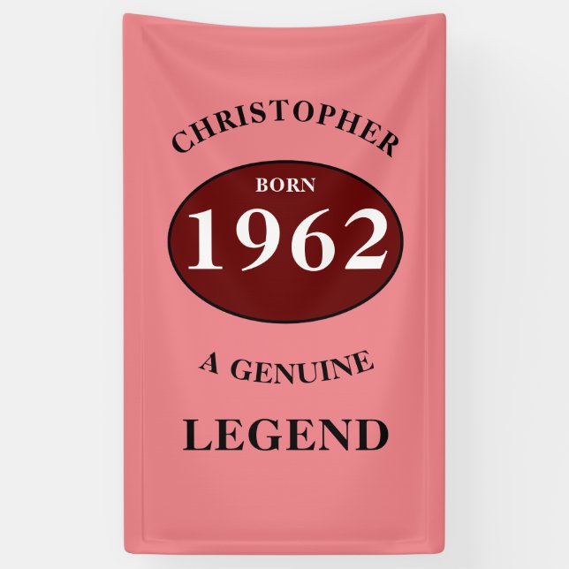 Banderoles Anniversaire personnalisé Ajouter un nom Année Fêt (Vertical)