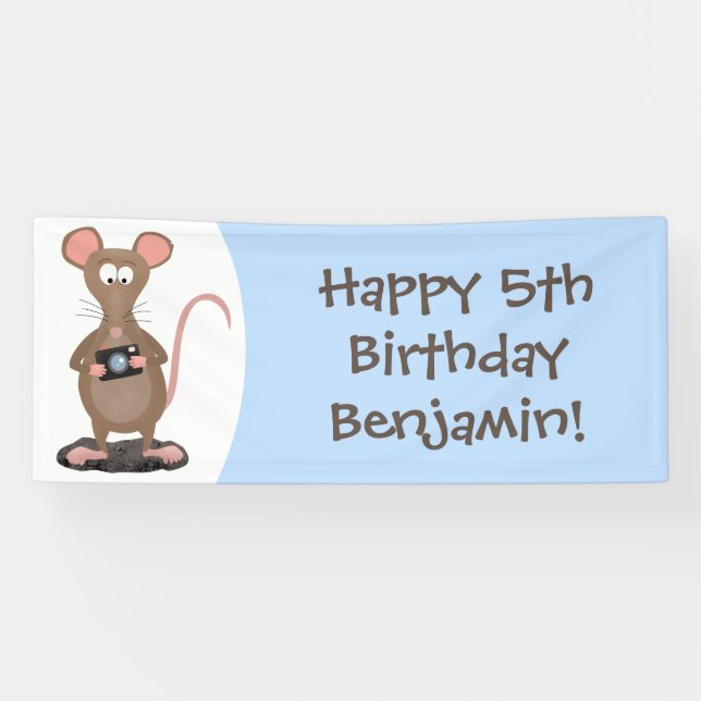 Banderoles Anniversaire personnalisé pour rat et appareil pho (Horizontal)