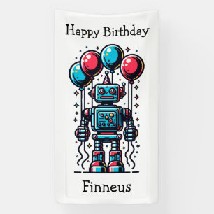 Banderoles Anniversaire personnalisé sur le thème des robots