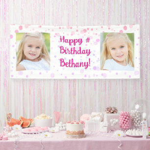 Banderoles Anniversaire Pink Purple Confetti 2 Photo Personna