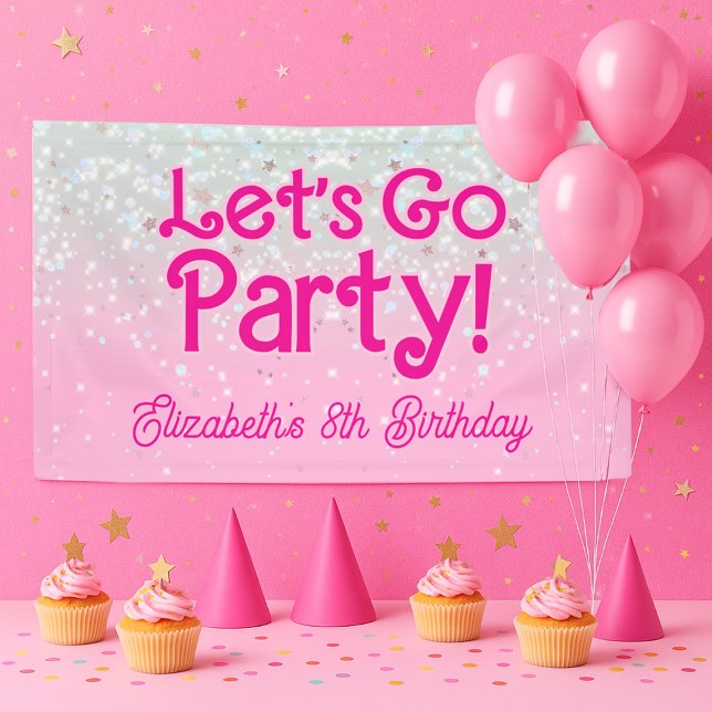 Banderoles Anniversaire Rose Branché Faisons la Fête (Trendy Pink Let's Go Party Birthday Banner)