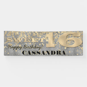 Banderoles Anniversaire seize ans  Huile d'or et Parties scin