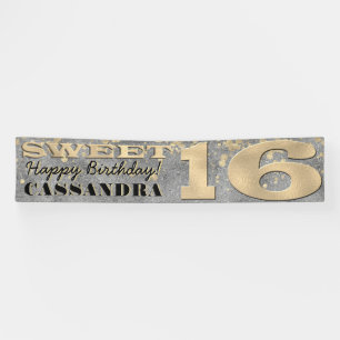Banderoles Anniversaire seize ans Huile d'or et Parties scin