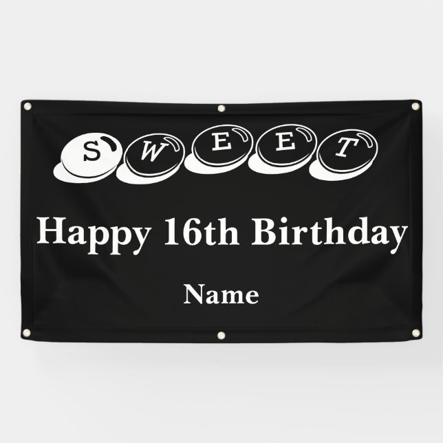 Banderoles Anniversaire Sweet 16 (Horizontal)