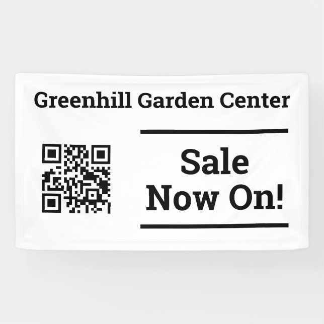Banderoles Annonce de vente. Vente en cours avec QR Code (Horizontal)
