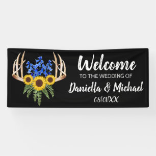 Banderoles Antlers floraux rustiques Bienvenue au Mariage