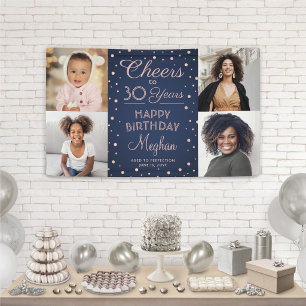 Banderoles ANY Joyeux Anniversaire Navy Blue et Rose 4 Photo