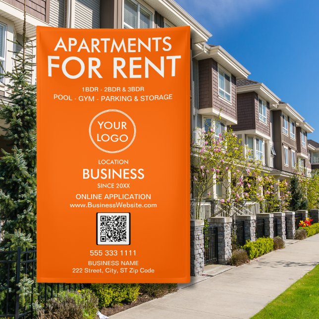 Banderoles Appartements à louer Logo Orange Moderne Code QR (Créateur téléchargé)