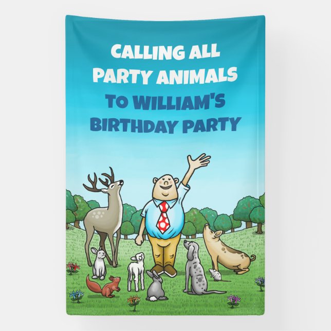 Banderoles Appel à tous les animaux Anniversaire (Verticale)