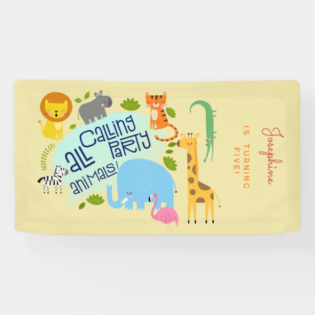 Banderoles Appel à tous les animaux de la partie anniversaire (Horizontal)