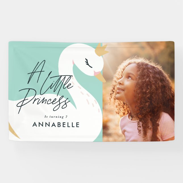 Banderoles Aqua girly élégante photo belle fête de cygne (Horizontal)