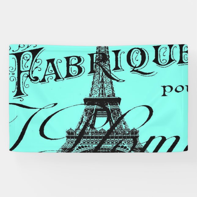 Banderoles aqua turquoise scripts turquoises Paris Tour Eiffe (Horizontal)
