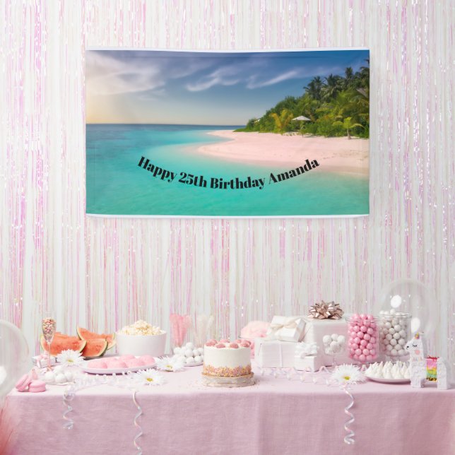 Banderoles Aquamarine Ocean Tropical Beach Scenic Birthday (Fête)