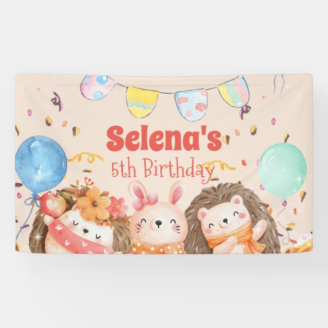 Banderoles Aquarelle animaux de la forêt enfant (Horizontal)