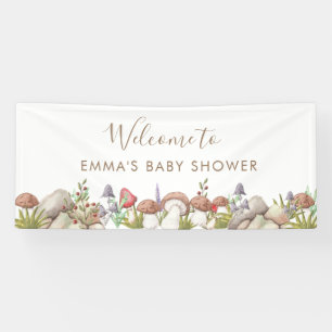 Banderoles Aquarelle Baby shower de champignons de bois