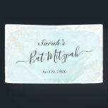 Banderoles Aquarelle bleu x Bat mitzvah or<br><div class="desc">Cette bannière chic et élégante est ornée d'un arrière - plan blanc avec des touches de pinceau bleu turquoise en aquarelle et des plaques d'or faux. Personnalisez-le selon vos besoins. Vous pouvez trouver d'autres produits correspondants dans mon magasin.</div>