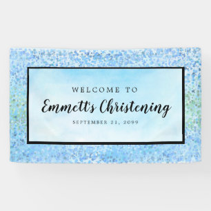 Banderoles Aquarelle bleue Christening personnalisé