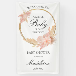 Banderoles Aquarelle Boho Baby shower rose
