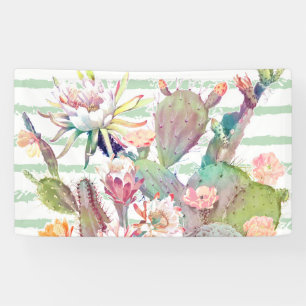 Banderoles Aquarelle Cactus Floral Stripes Design