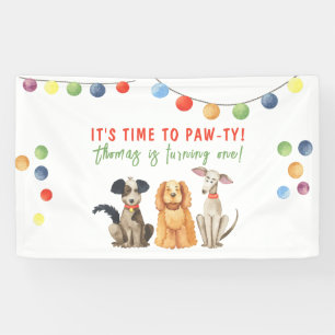 Banderoles Aquarelle Chien premier anniversaire Paw ty