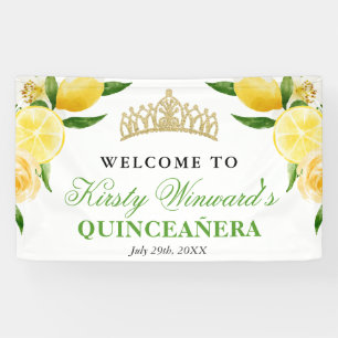 Banderoles Aquarelle Citrons & Fleurs Bienvenue Quinceanera