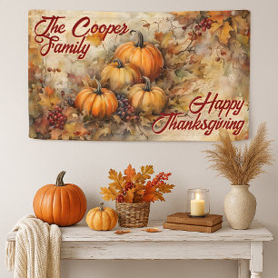 Banderoles Aquarelle Citrouilles Feuilles Automne Thanksgivin