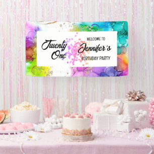 Banderoles Aquarelle colorée à éclaboussures Anniversaire