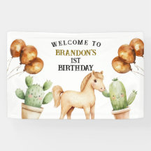 Aquarelle Cute Cowboy 1er Rodéo Anniversaire