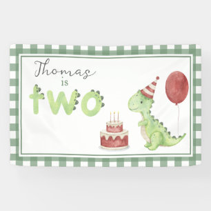 Banderoles Aquarelle Dinosaur 2e anniversaire Bienvenue
