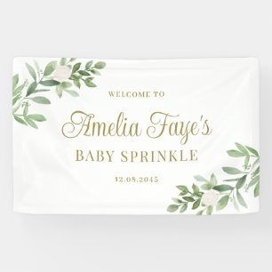 Banderoles Aquarelle Fleur Blanche et Feuillage Baby Sprinkle