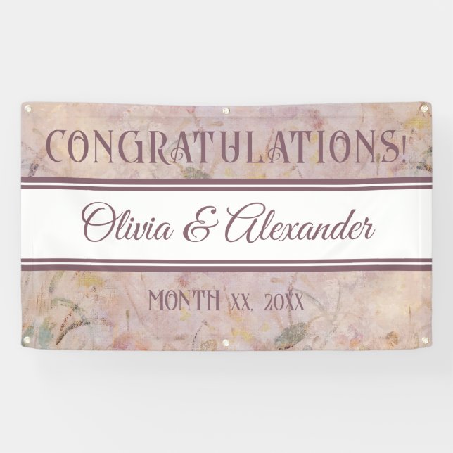 Banderoles Aquarelle Floral Fleurs sauvages Réception mariage (Horizontal)