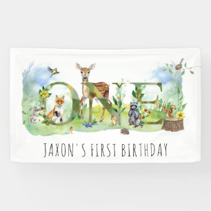 Banderoles Aquarelle Forêt forestière Animaux 1er anniversair