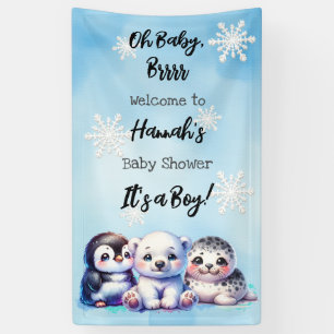 Banderoles Aquarelle Hiver Animaux Baby shower polaire